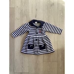 Tim Pouce Navy & White Striped Toddler Coat, Size 18M